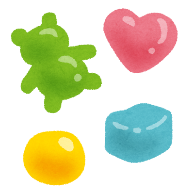 Colorful gummy candies with a unique texture. / 独特な食感のカラフルなグミ。